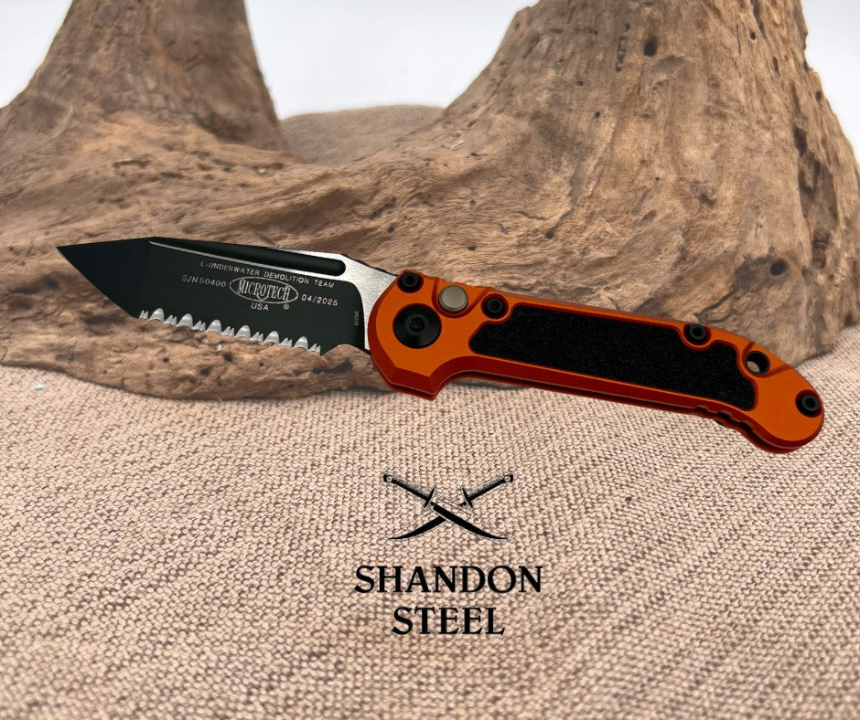 Microtech LUDT GEN III T/E BLACK FULL SERRATE ORANGE 1136-3OR