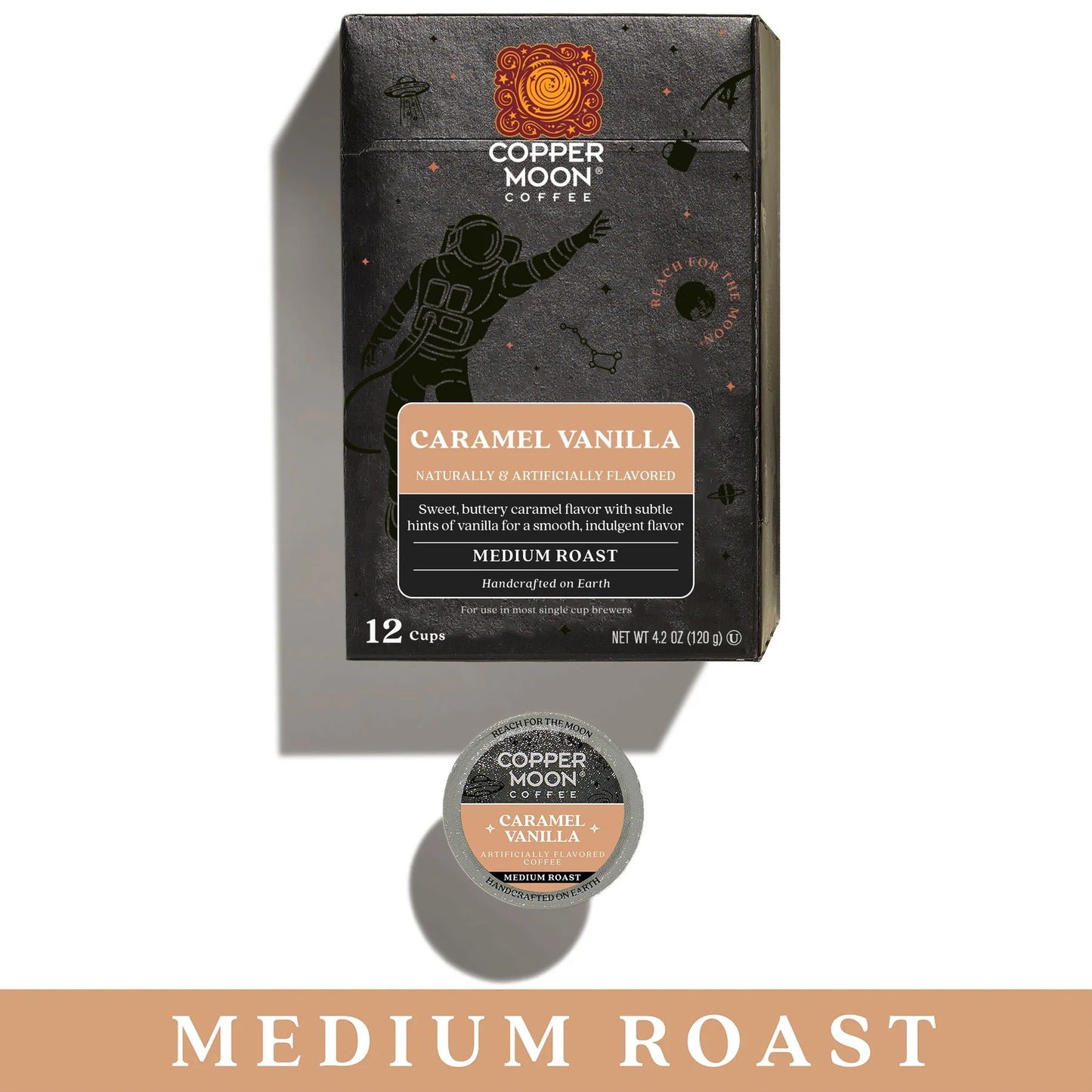 Copper Moon Caramel Vanilla Flavored Coffee Single Cup Medium Roast