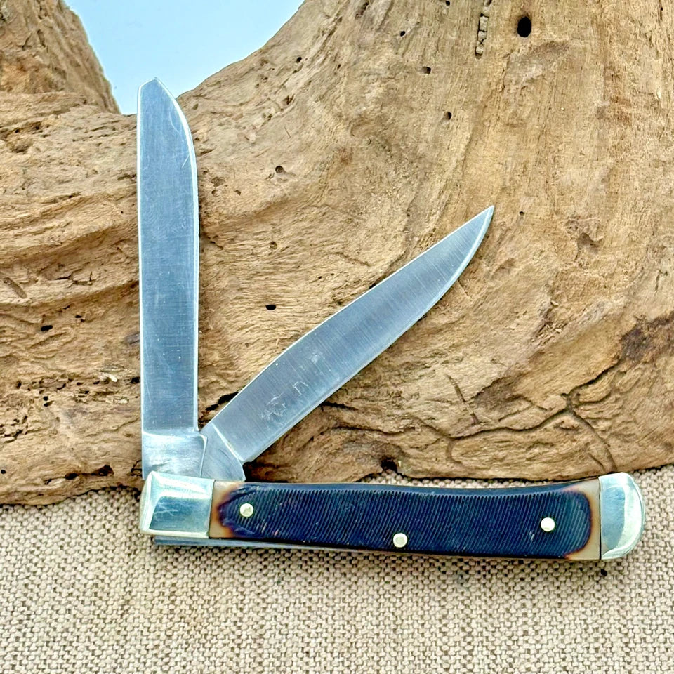 APPALACHIAN TRAIL Two Blade Trapper Saw Cut Delrin Handle Pocket Knife (17)