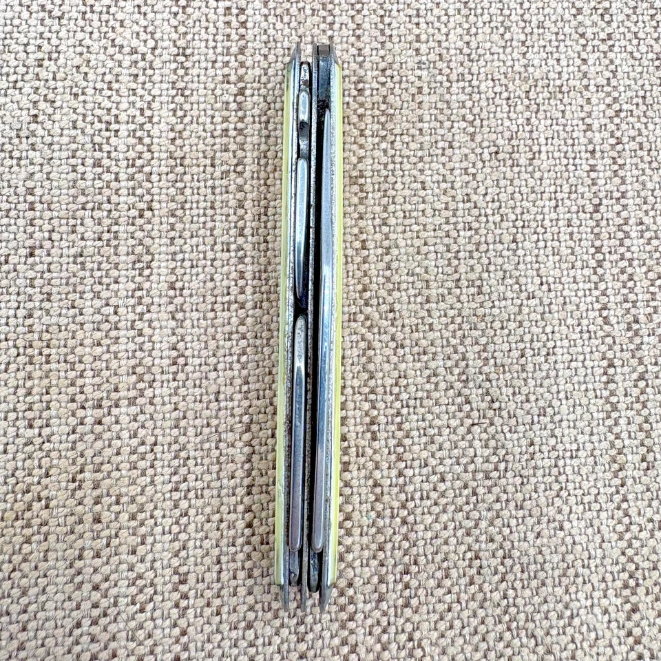 Vintage USA Advertising Pocket Knife Log Cabin Bar 3 blade bottle opener (176)