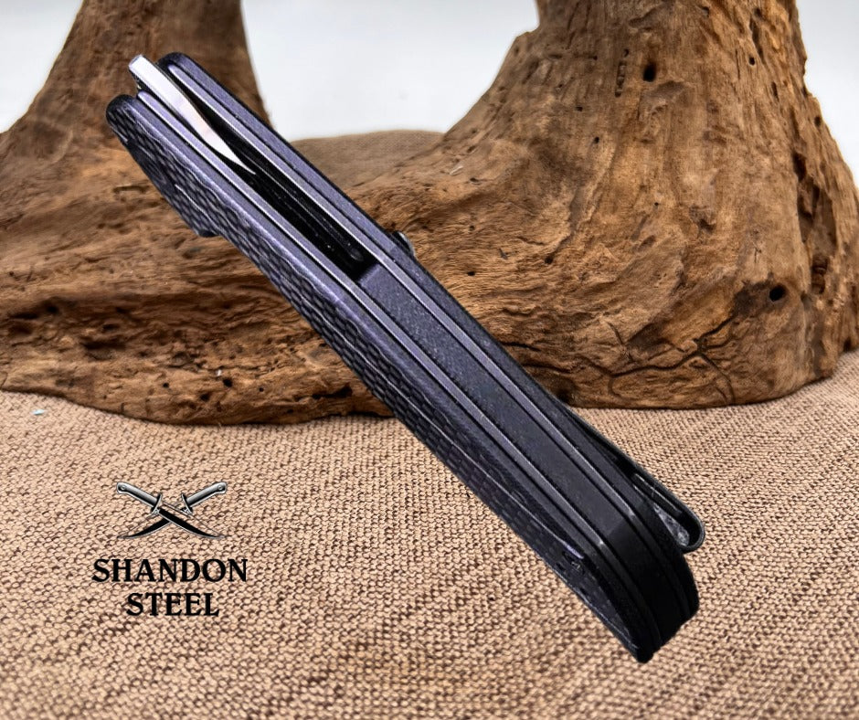 CIVIVI Anthropos Flipper Knife G10 & Carbon Fiber Handle (3.25" Damascus Blade) C903DS