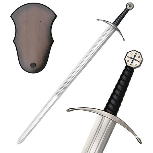 BLADESUSA - CRUSADER MEDIEVAL SWORD WITH DISPLAY PLAQUE - SW-369