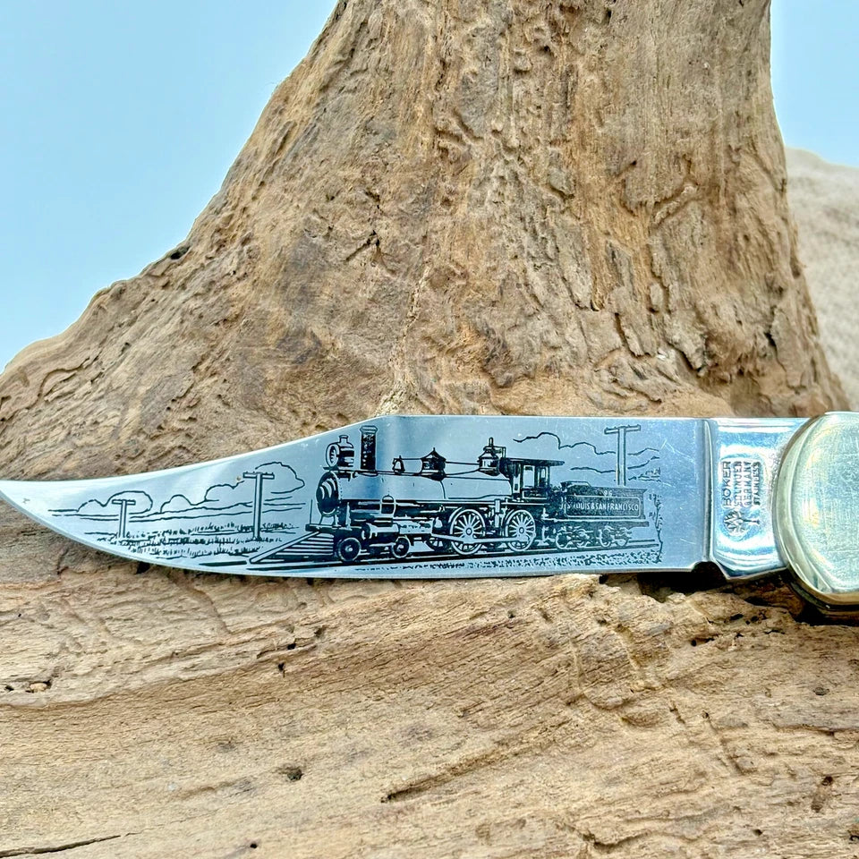 BOKER STEAM ENGINE 1995 LOCK BACK TRADITIONAL FOLDING POCKET KNIFE WOOD (227)