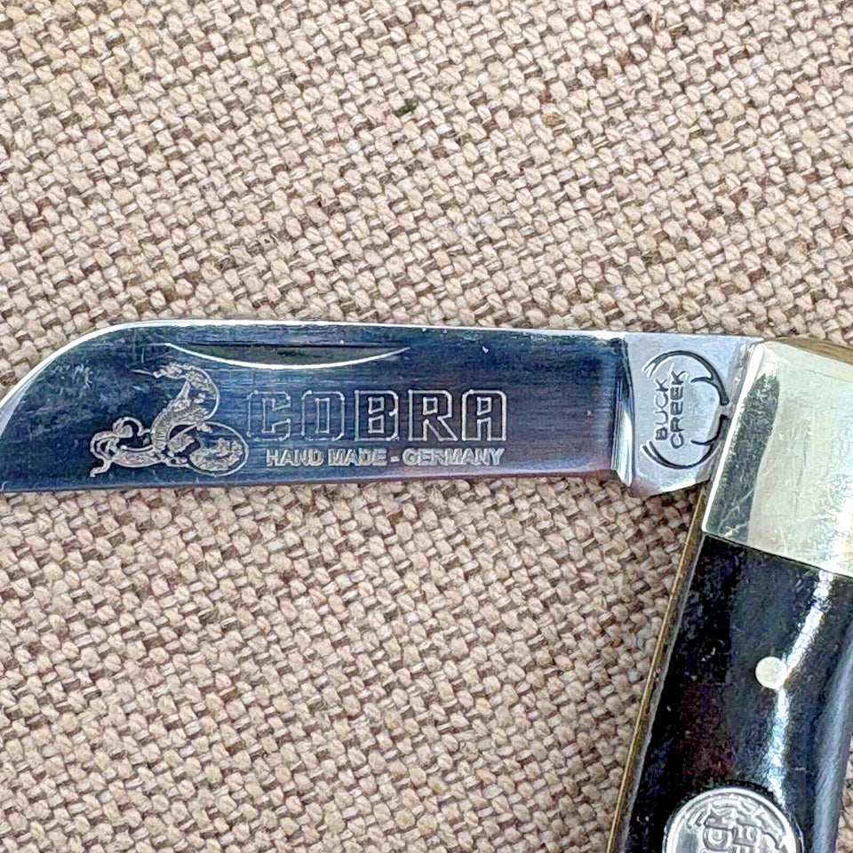 Vintage BUCK CREEK Solingen Two Blade Half Congress COBRA Carbon Steel (173)
