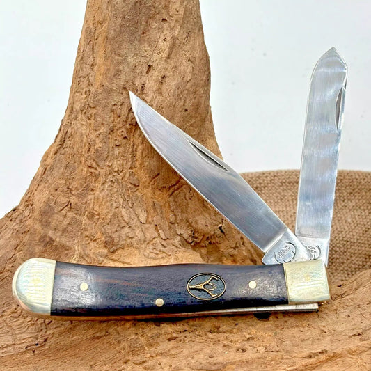 BUCK CREEK German Stainless Hand Made Wood Handle Trapper Pocket Knife NOS (82)