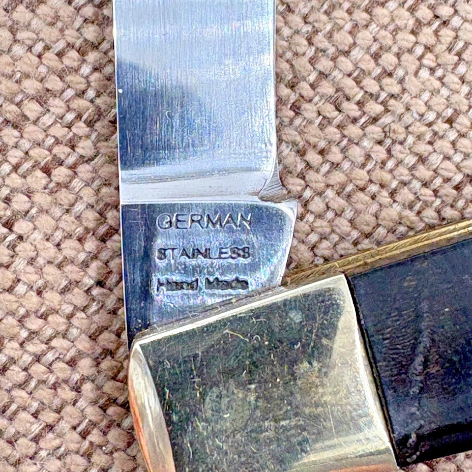 Vintage BUCK CREEK Solingen Two Blade Half Congress COBRA Carbon Steel (173)