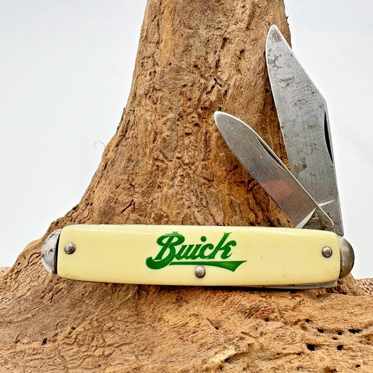 BUICK VINTAGE NOVELTY KNIFE CO MADE IN USA 2 BLADE POCKET FOLDING JACK (69)
