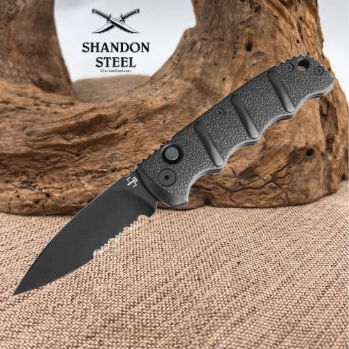 Boker Plus Kalashnikov All Black Serrated Automatic Knife – 01BP0152