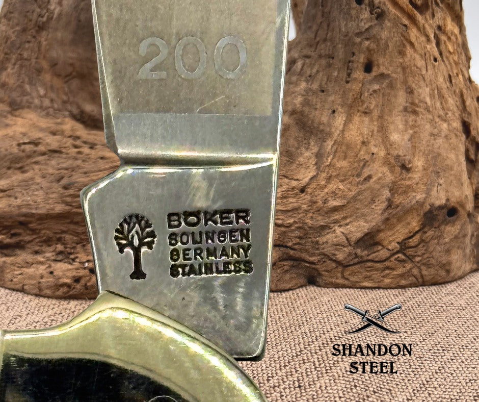 Boker Tree Brand classic 200 Mother Of Pearl 2 Blade Canoe Pocket Knife W/ Box