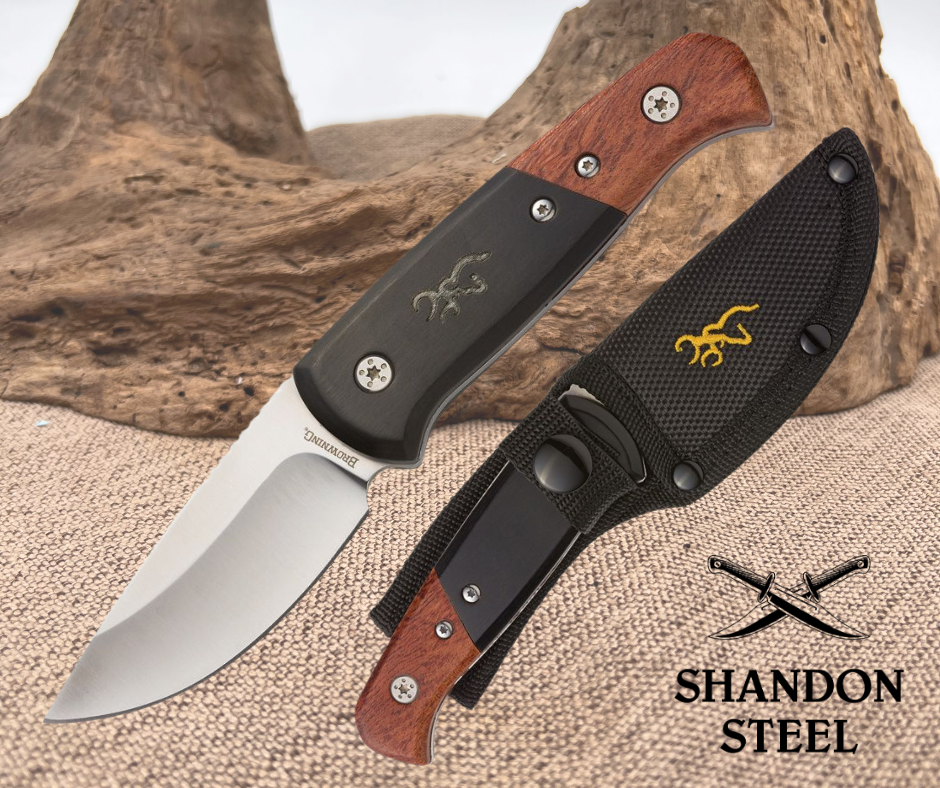 Fixed blade knife with nylon sheath branded "Browning"