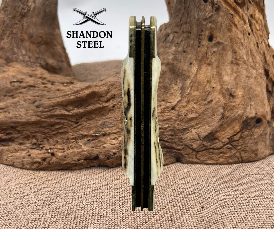 BUCK CREEK 4 BLADE CONGRESS STAG HANDLES GERMAN CARBON STEEL HANDMADE KNIFE (64)