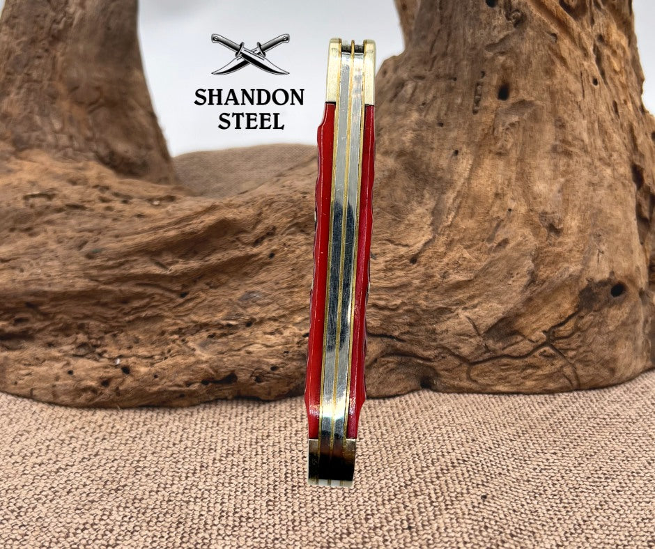 Buck Creek German Stainless Red Bone Trapper Two Blade Folding Pocket Knife -128