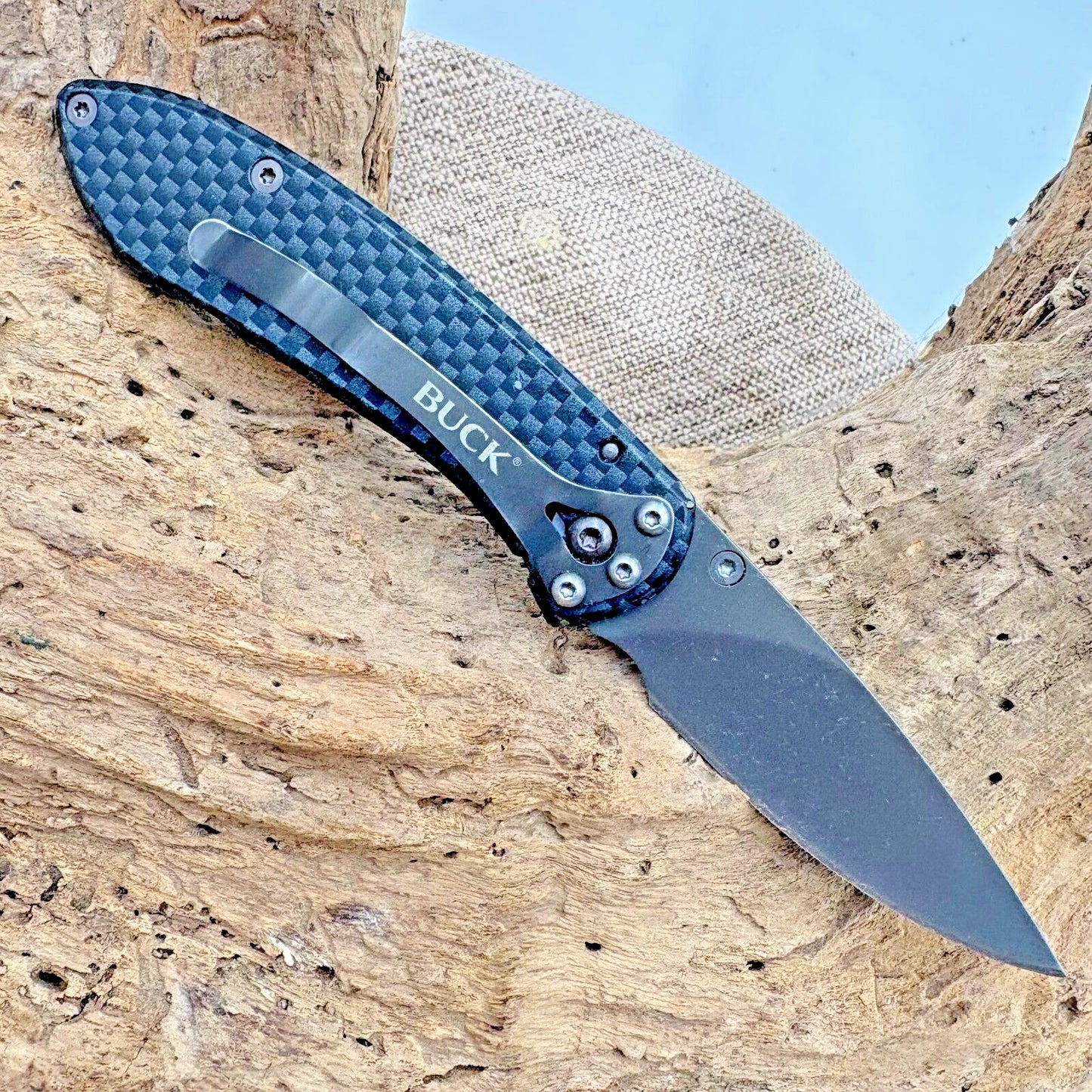 Buck Nobleman 327 Carbon Fiber Print Handle Drop Point Pocket Clip (151)