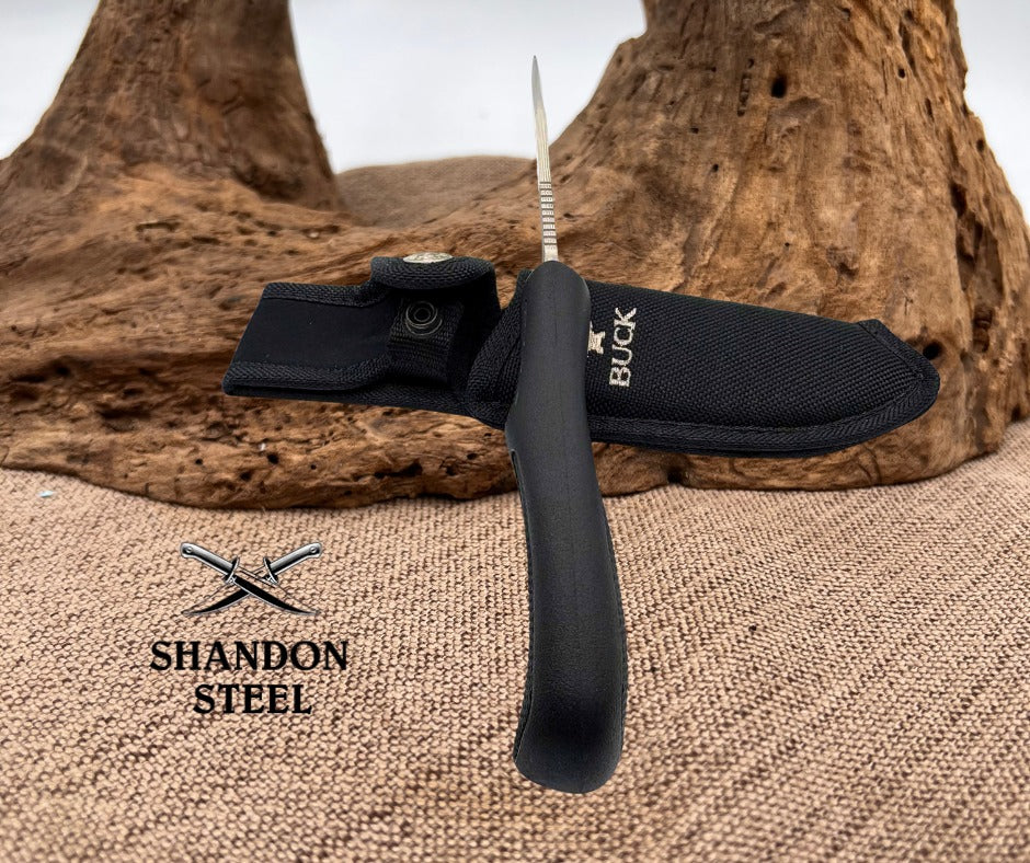 BUCK KNIFE 495 AVID SKINNER RECURVE DROP POINT FIXED HUNTER W SHEATH 2010 USA