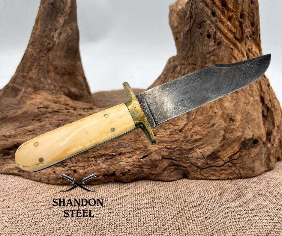 Burr Oak USA Handmade Damascus Clip Point Custom Hand Forged Hunter Bowie Knife 07