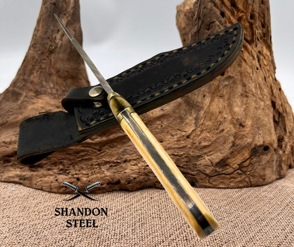 Burr Oak USA Handmade Damascus Clip Point Custom Hand Forged Hunter Bowie Knife 07