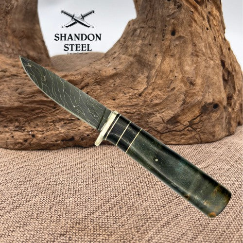 Burr Oak USA Handmade Damascus Drop Point Custom Hand Forged Fixed Knife (14)
