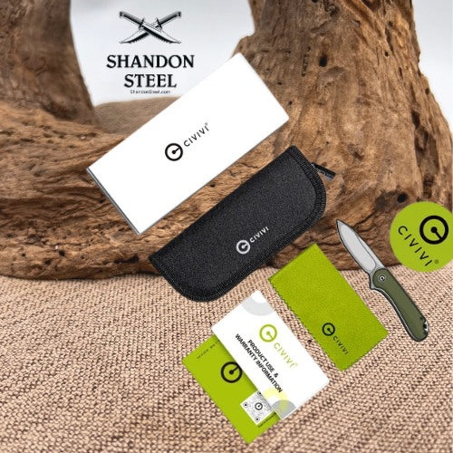 CIVIVI Vision FG Thumb Stud & Superlock Knife G10 Handle (3.54" Damascus Blade) C22036-DS1