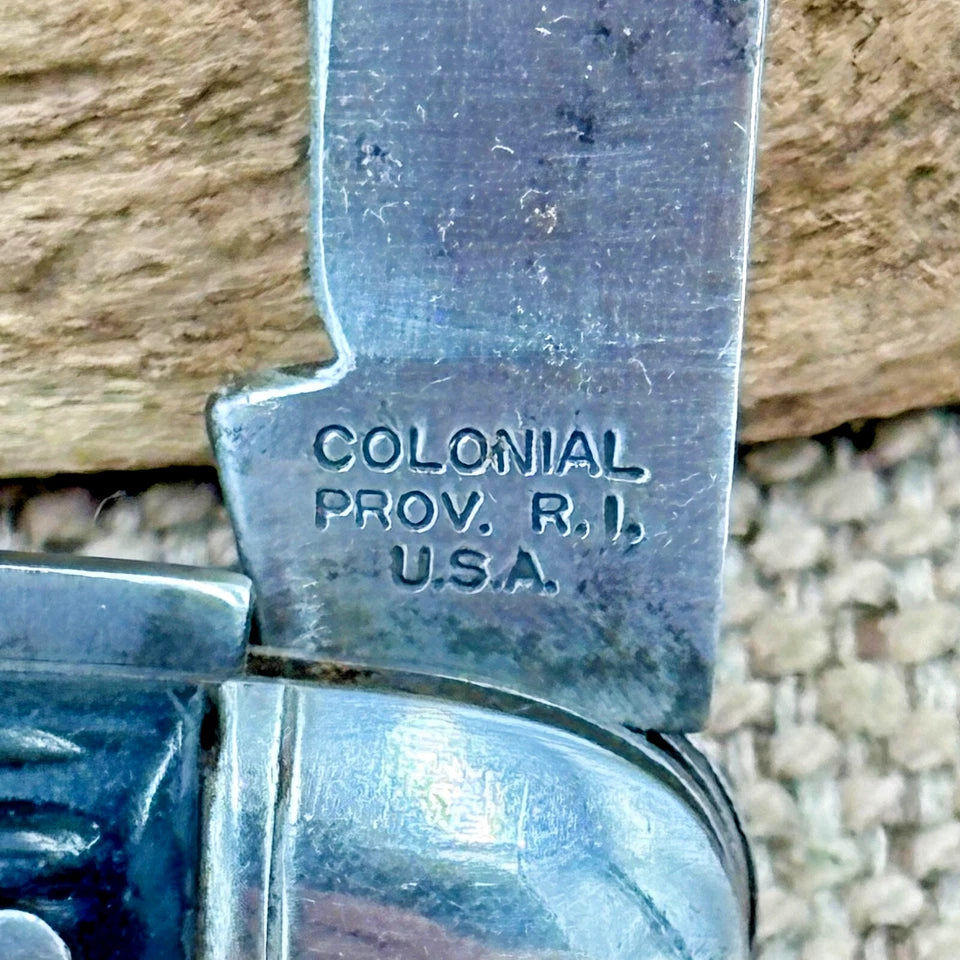 COLONIAL PROV. USA VINTAGE 2 BLADE JACK KNIFE FOLDING CARBON POCKETKNIFE (226)