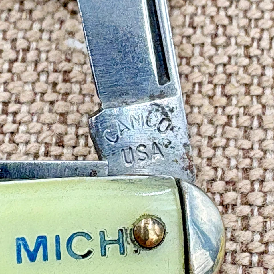 Camco USA Vintage Folding Pocket Knife Alpina, Mi Souvenir 2 blade carbon (75)