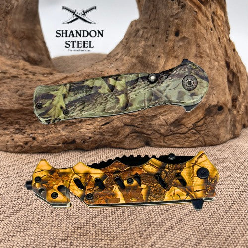 Schrade X-Timer XT11C & Elite Edge AC3BC 2 Pocketknives Camo Handles (118)
