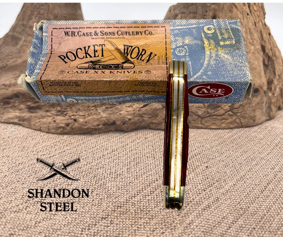 CASE XX WR Pocket Knife Pocket Worn Old Red Bone Peanut Item #781 - (6220 SS) -