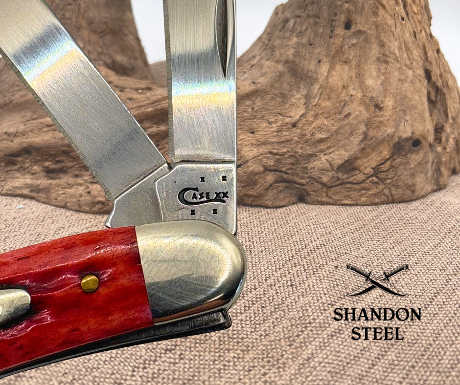 Case XX USA Stockman 6318SS Crimson Red Peach Seed 3 Blade Folding Pocket Knife
