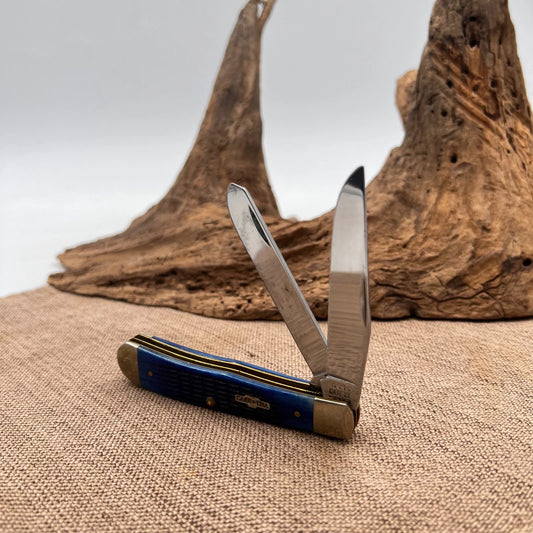 Case XX 2002 Caribbean Blue 2 blade folding Trapper Knife 6254 USA -SS (60)