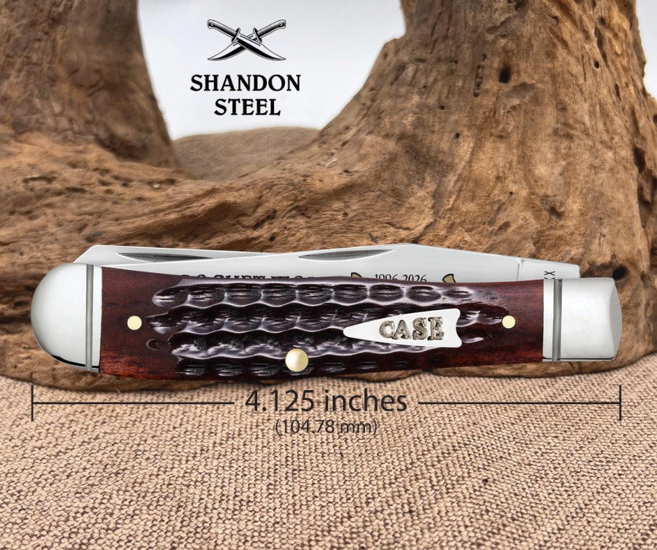 Case XX Mini Trapper Pocket Worn 30th Mahogany Bone 55231 Stainless Pocket Knife