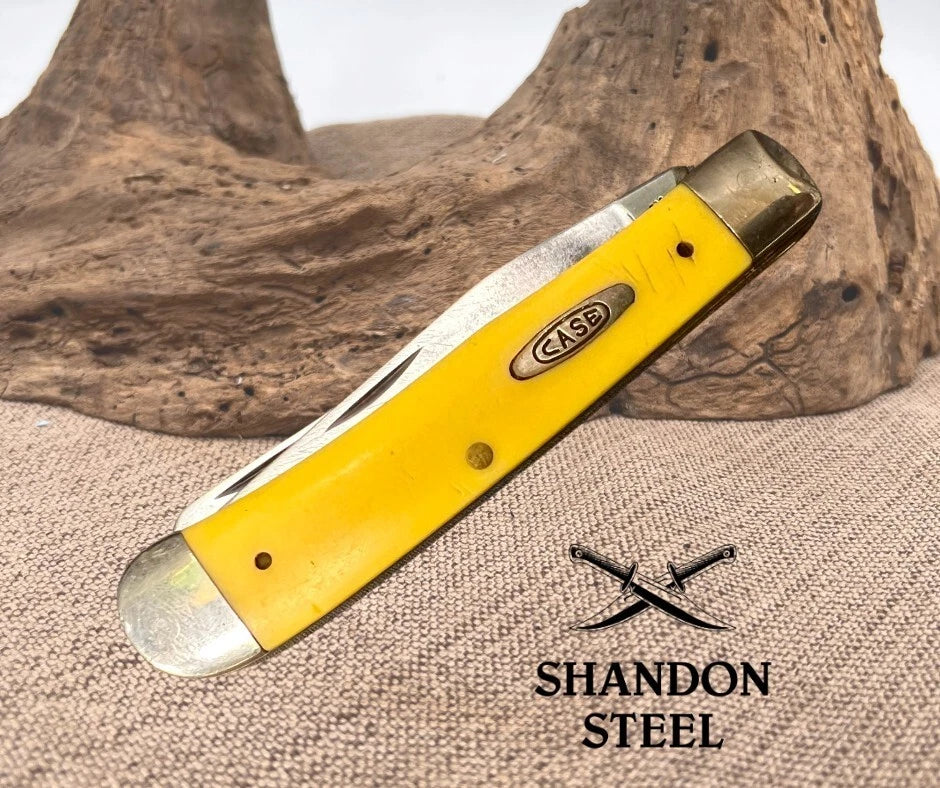 Case XX USA Knife 3254 Yellow Trapper 2 Blade Folding Pocket Knife 1995 (36)