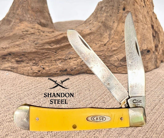 Case XX USA Knife 3254 Yellow Trapper 2 Blade Folding Pocket Knife 1995 (36)