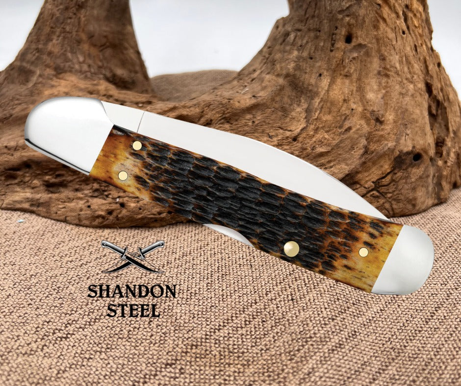 Case XX™ Rogers Jigged Burnt Amber Bone CS CopperLock 51392