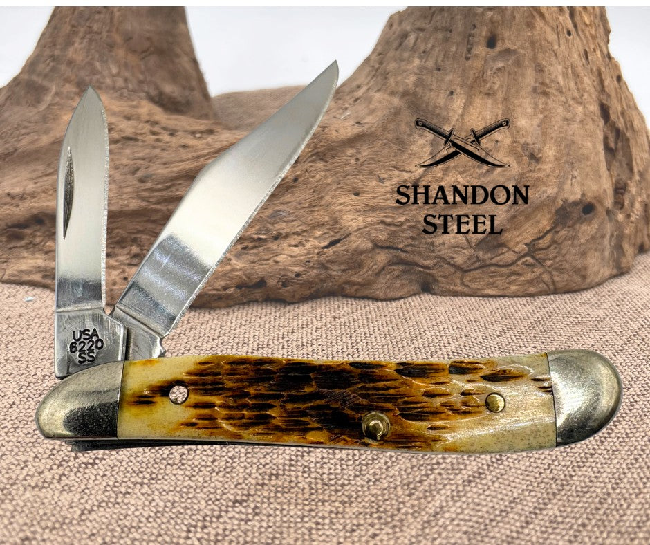 Case XX 125th Ann. Bone Peanut 26603 Roman Numeral Folding 2 Blade Pocket Knife