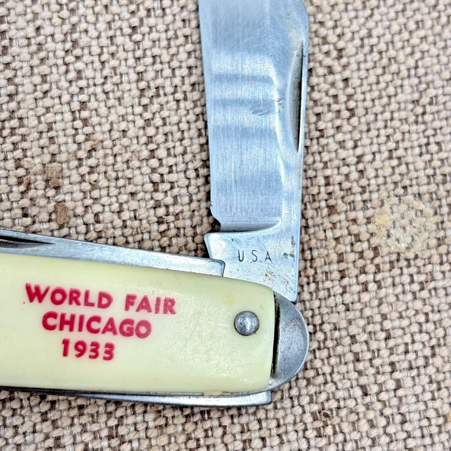 Coca Cola Vintage Pocket Knife 1933 Chicago World Fair 2 Blade USA (166)