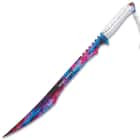 Black Legion Cosmic Ninja Sword With Sheath - Stainless Steel Construction, Partially Serrated, Cord-Wrapped Handle - Length 27”
