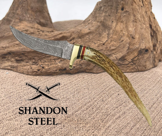 Damascus Stag Tip Skinner DM1028