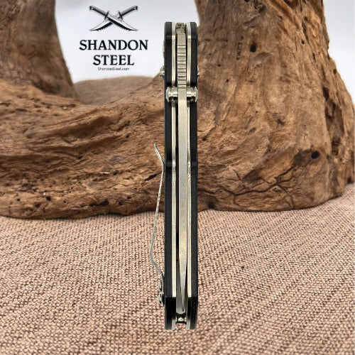 ENLAN EL-02 Folding DropPoint Pocket Knife Black G10 Crossbar Lock 8cr13mov (48)
