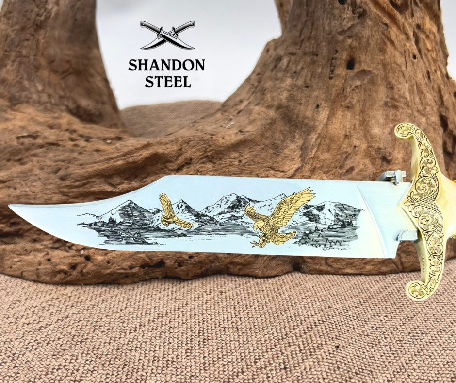 Franklin Mint The American Eagle Bowie Knife Ronald Van Ruyckevelt with Frame