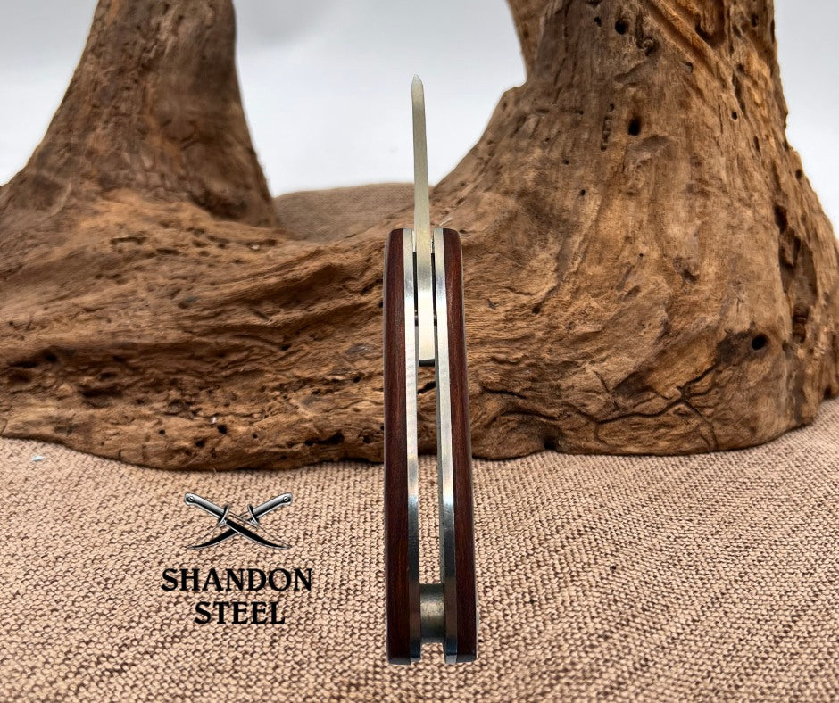 Sheepsfoot Folding Hunting Knife Tactical Survival Camping D2 Steel Wood Handle 38