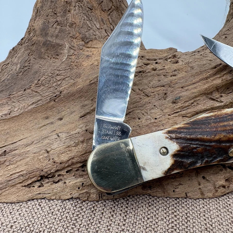 German Bull Jumbo Stag handled 3 blade Whittler (46)