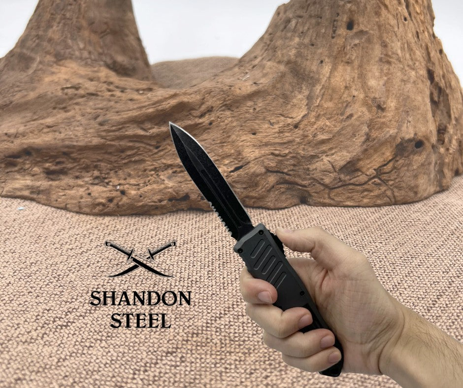 *5.5" OTF Knife w/ Half Serrated Dagger Blade 194GYUS