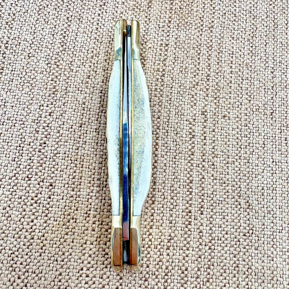 HEN & ROOSTER GERMANY RARE STAG HANDLES 2 BLADE FOLDING BUTTERBEAN 452-DS (170)