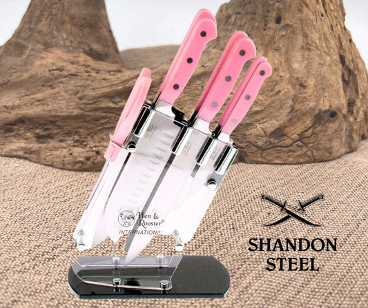 Hen & Rooster Seven Piece Kitchen Set Pink HRI036