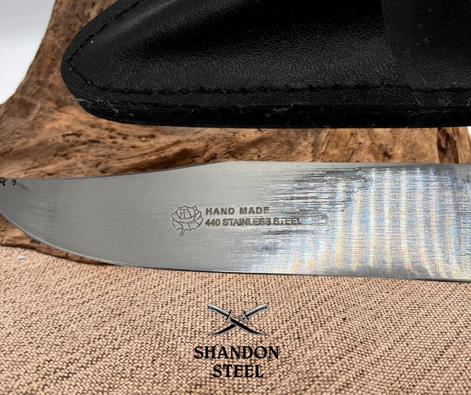 Bone Two Piece 8.5" & 5.25"  Hunting Knife Set with Leather Sheath RA-1012-A