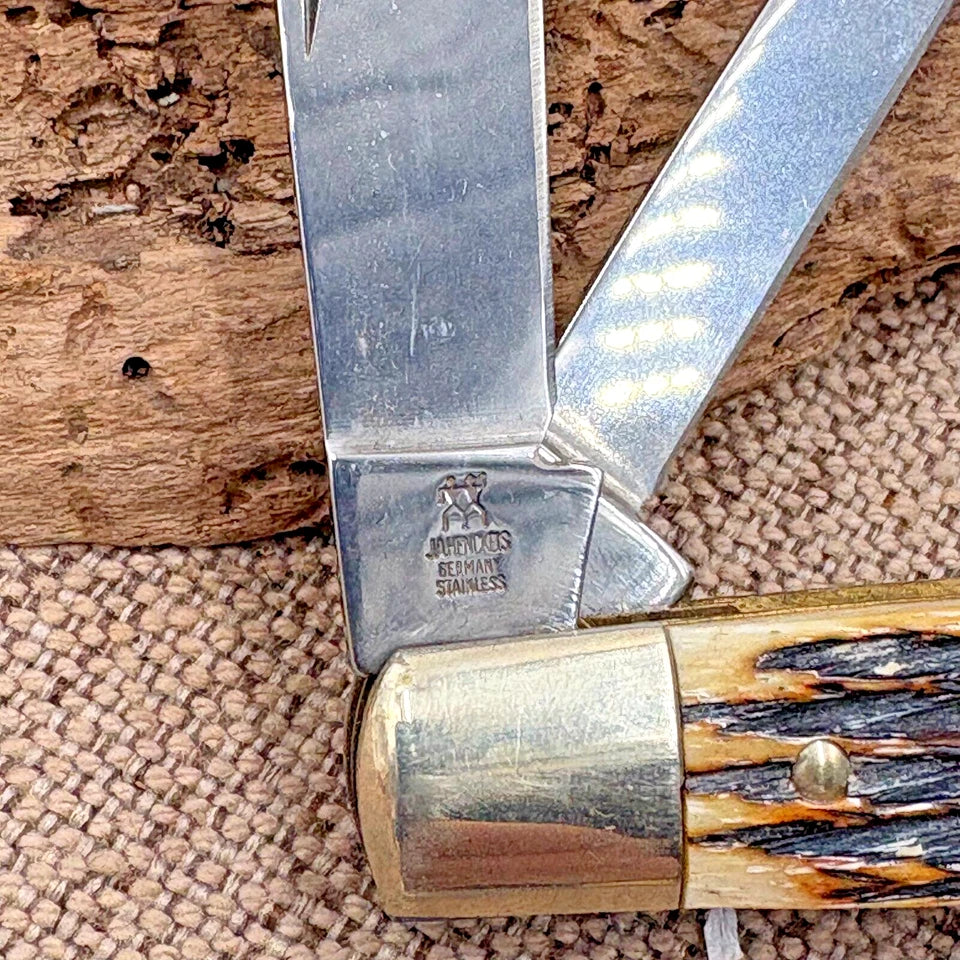 J.A. Henckels 4- blade Congress Jigged Bone Handles Pocket Knife Germany (129)