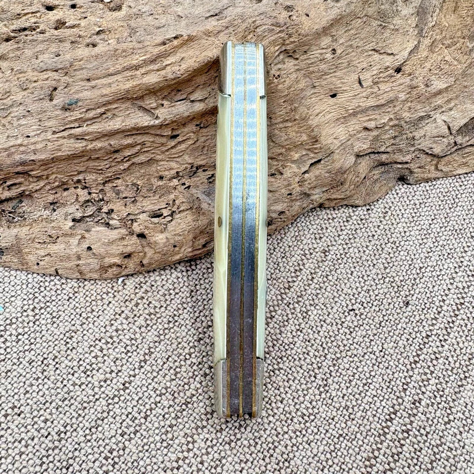 John Primble Belknap HDW 5371 Stockman 3 blade Knife, Cracked Ice Handles (111)