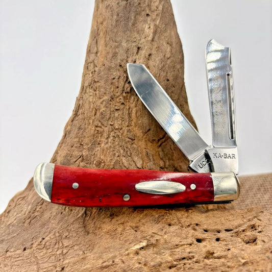 KABAR Rare Vintage Union Cutlery Razor Knife OHO89 One Arm Bandit 2 Blade Red (5)
