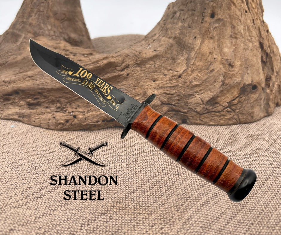 Ka-Bar 100th Anniversary USMC Fighting Knife 02-1241 w Sheath Olean NY USA