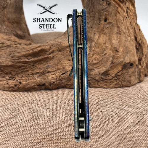 KANSEPT Main Street Thumb Studs/Crossbar Lock Knife Lightning Strike Titanium