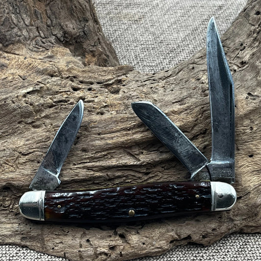 KUTMASTER Knife Made in Utica Ny Usa 3 Blade Stockman Jigged Delrin Handles (49)